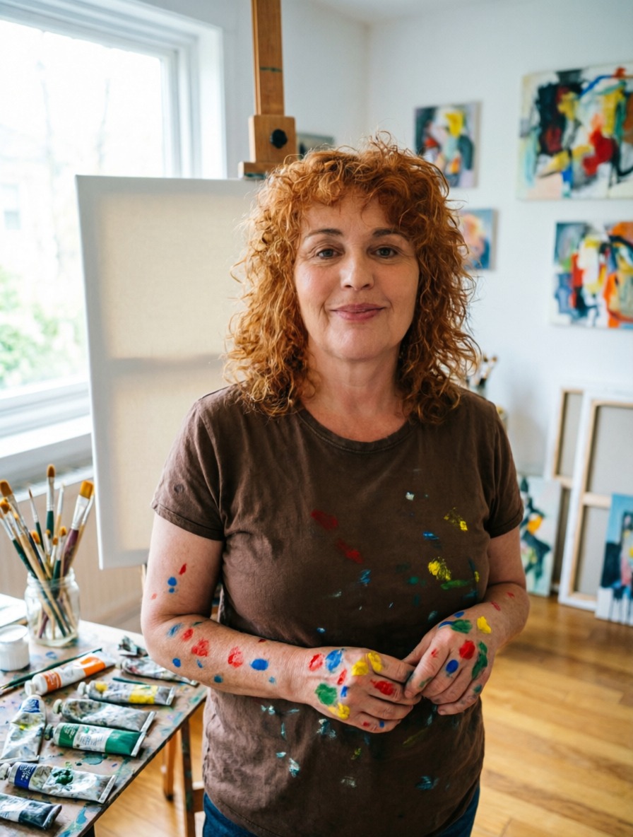 Moda artística inspirada en una obra abstracta de colores vivos
